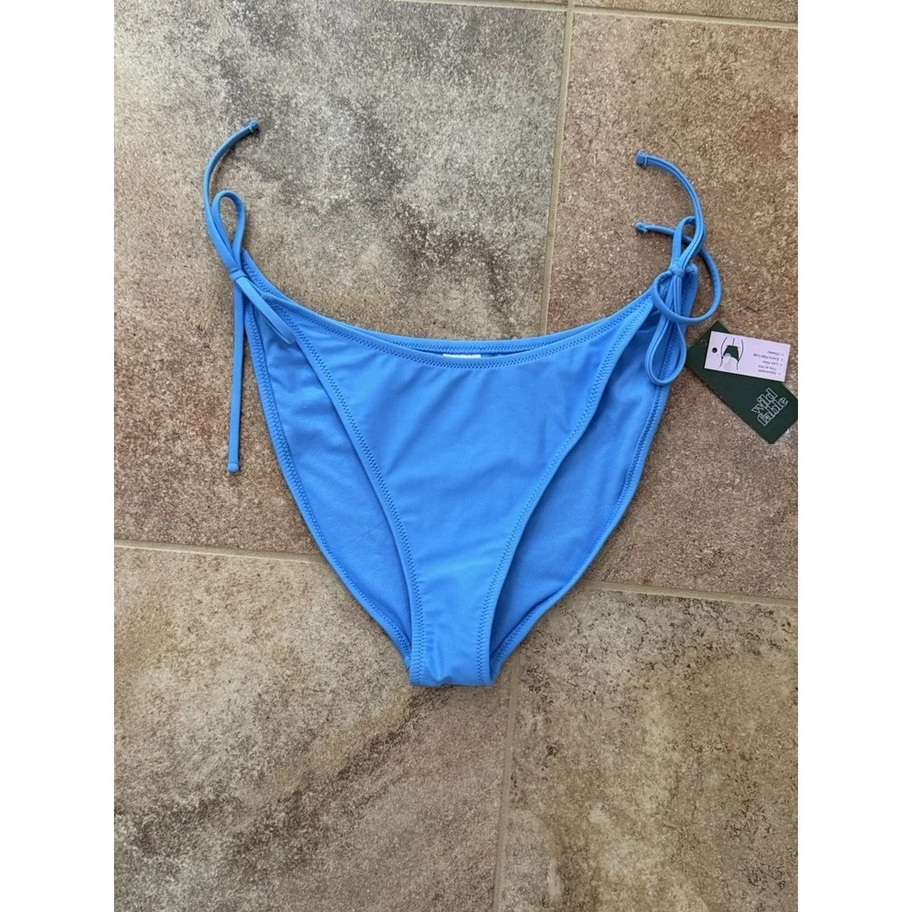 Wild Fable Women's Blue Ties at Hip Bikini Bottom Size L (12-14) NWT
